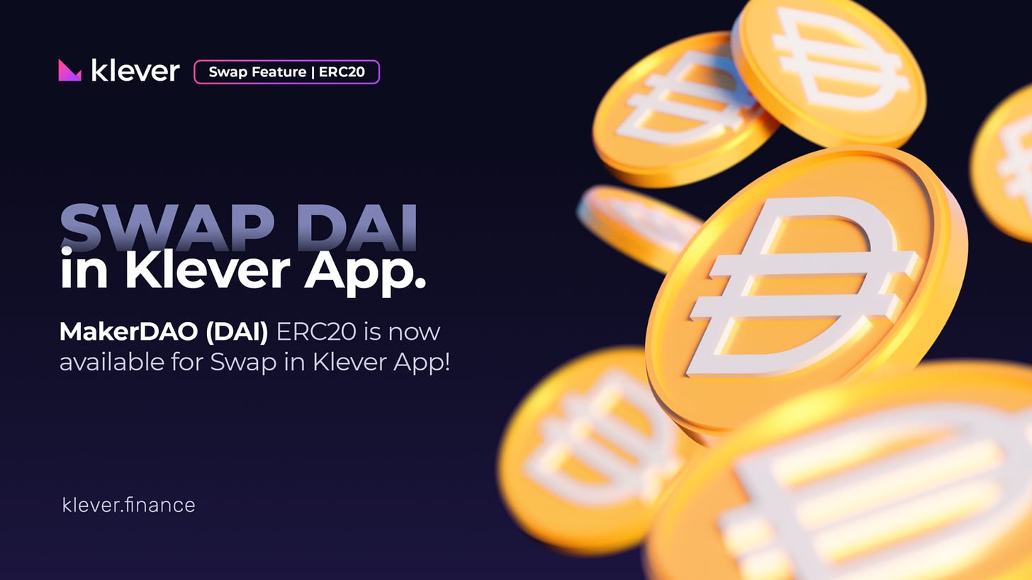Klever Swap pairs for DAI MakerDao