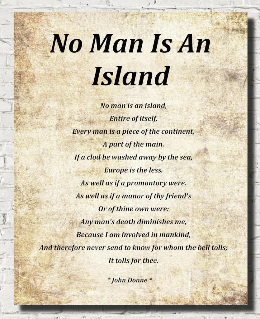 Donne no man is an island