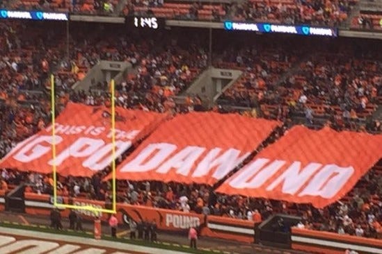 Browns Fans Mistakenly Spell &#39;GPODAWUND&#39; Instead of &#39;DAWG POUND&#39; | Bleacher  Report | Latest News, Videos and Highlights