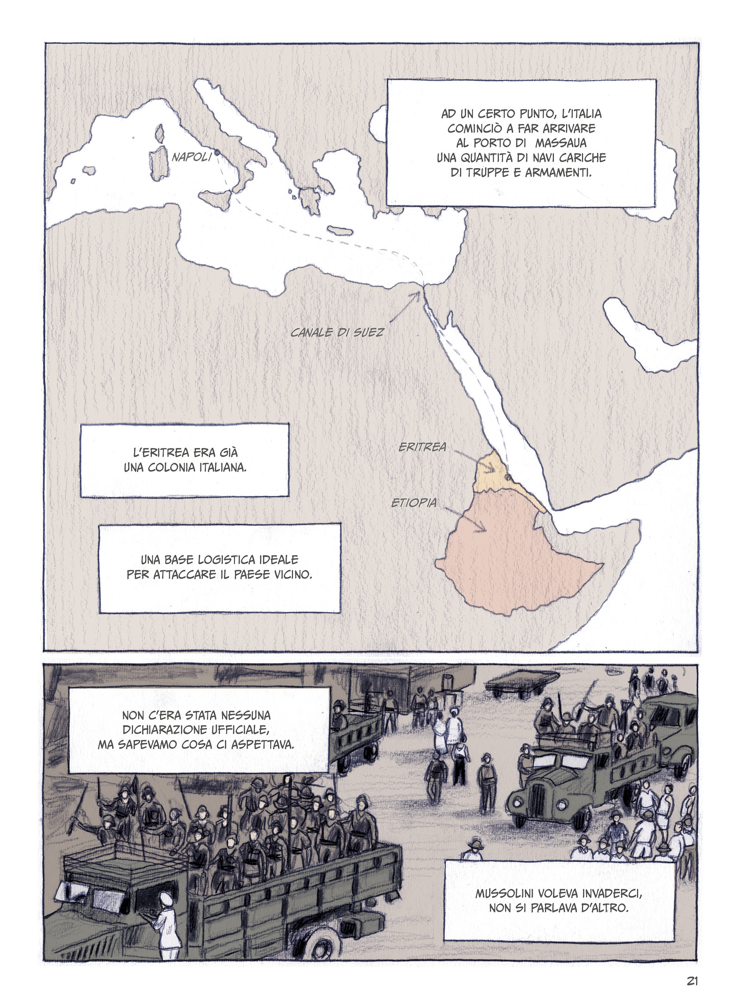 Tavola con la geografia dell’invasione italiana dell’Etiopia nel 1935.