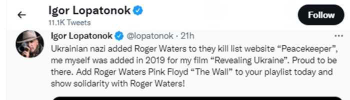 Filmaker Igor Lopatonok is targeted by Mirotvorets because of a film he worked on with Oliver Stone.