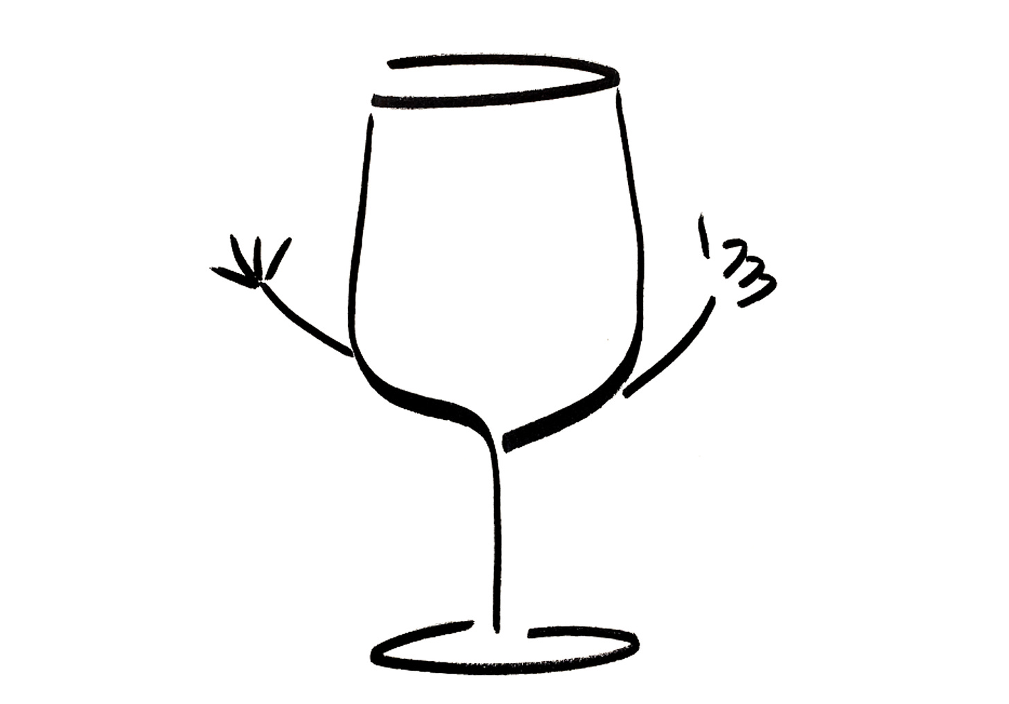 Anthropomorphic wine glass counting to five