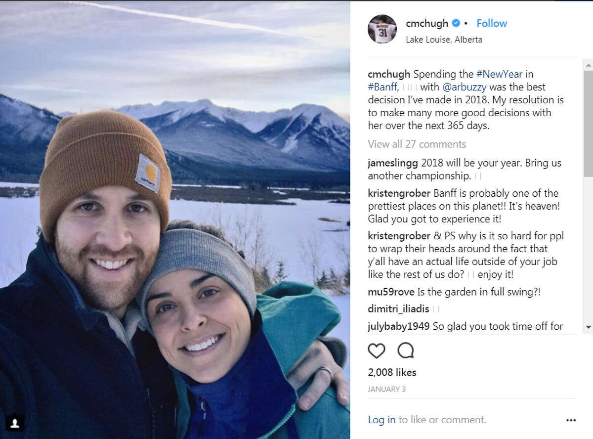 Collin McHugh ... Celebrated the New Year with his wife Ashley in Alberta, Canada. (Instagram)