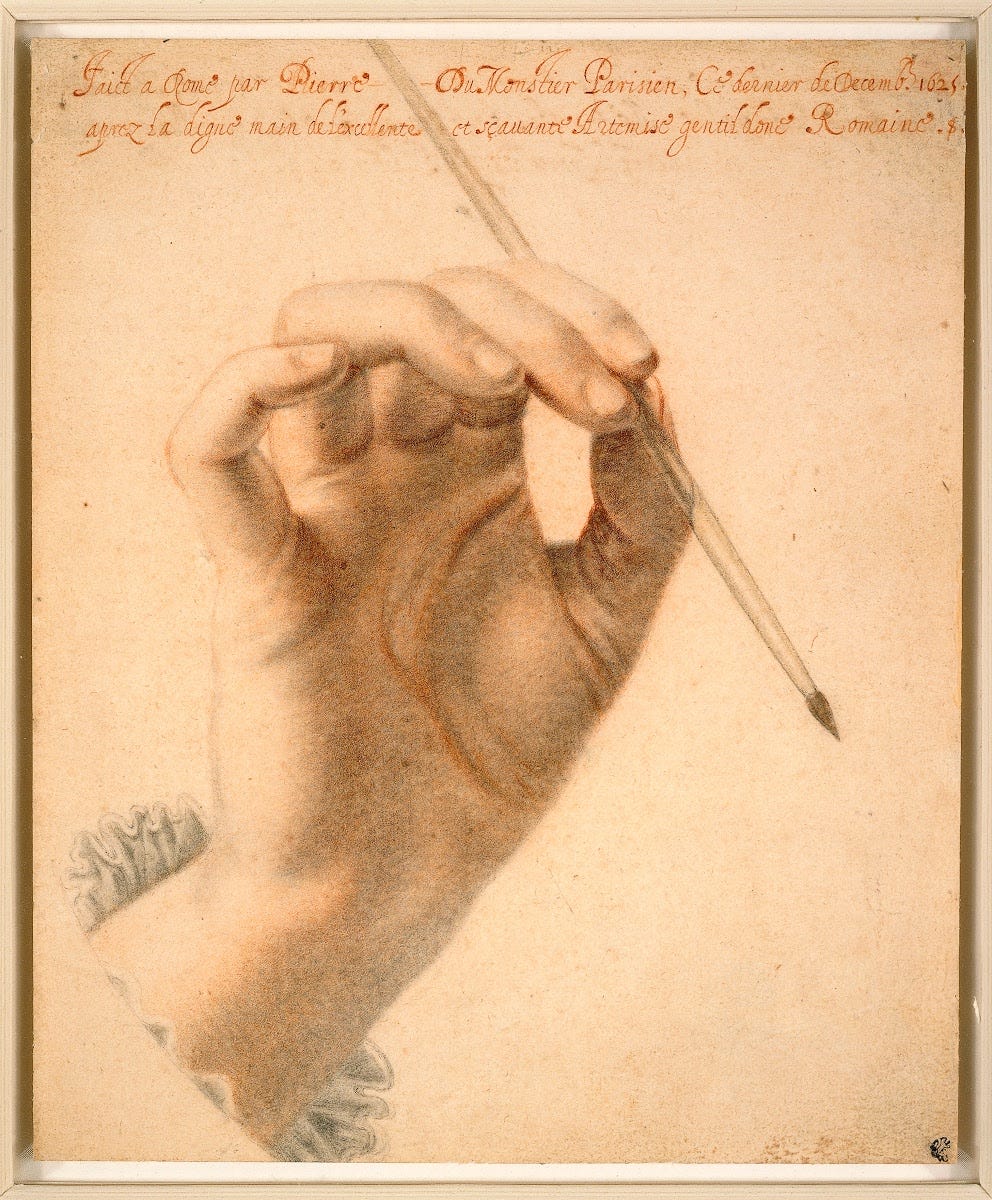 Right hand of Artemisia Gentileschi holding a brush - Drawn by Pierre  Dumonstier II — Google Arts & Culture