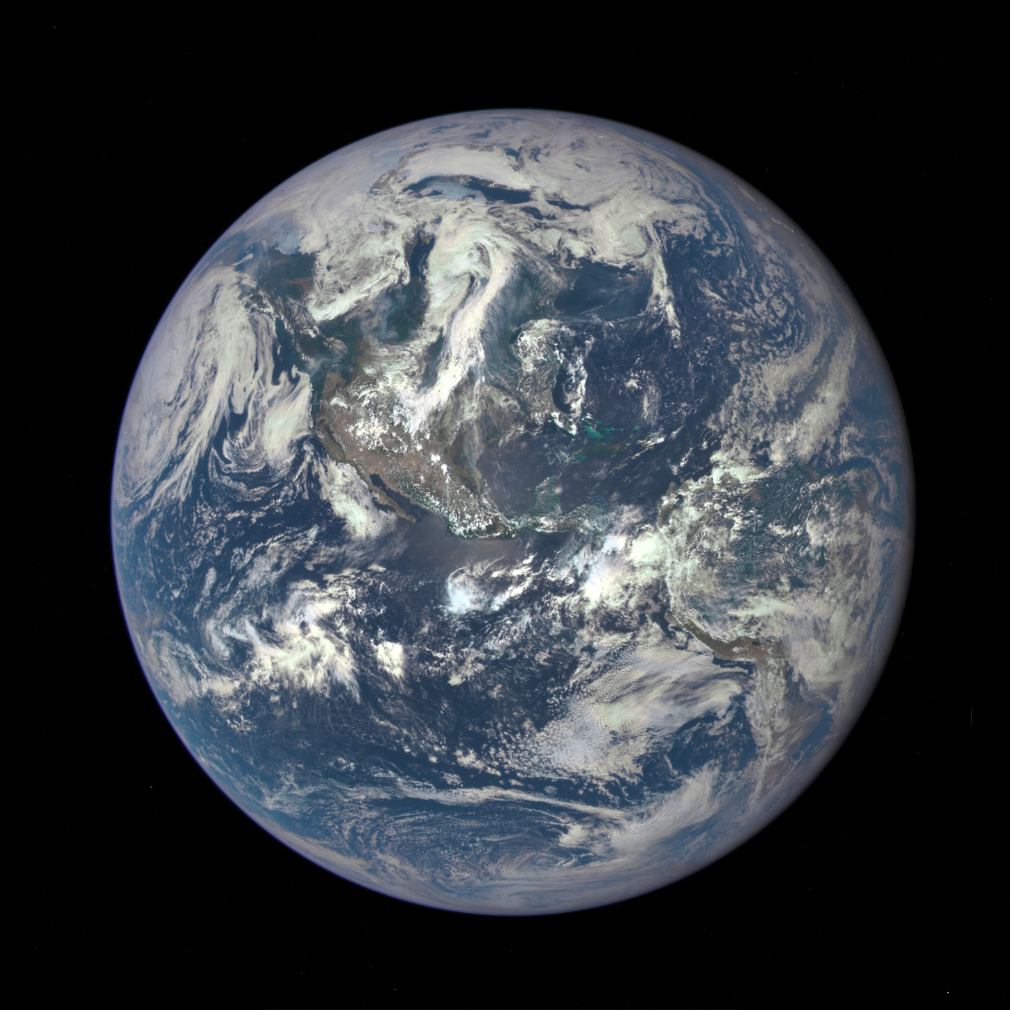 Earth, captured by NASA’s Earth Polychromatic Imaging Camera (EPIC), July 6, 2015. Deep Space Climate Observatory (DSCOVR), NASA