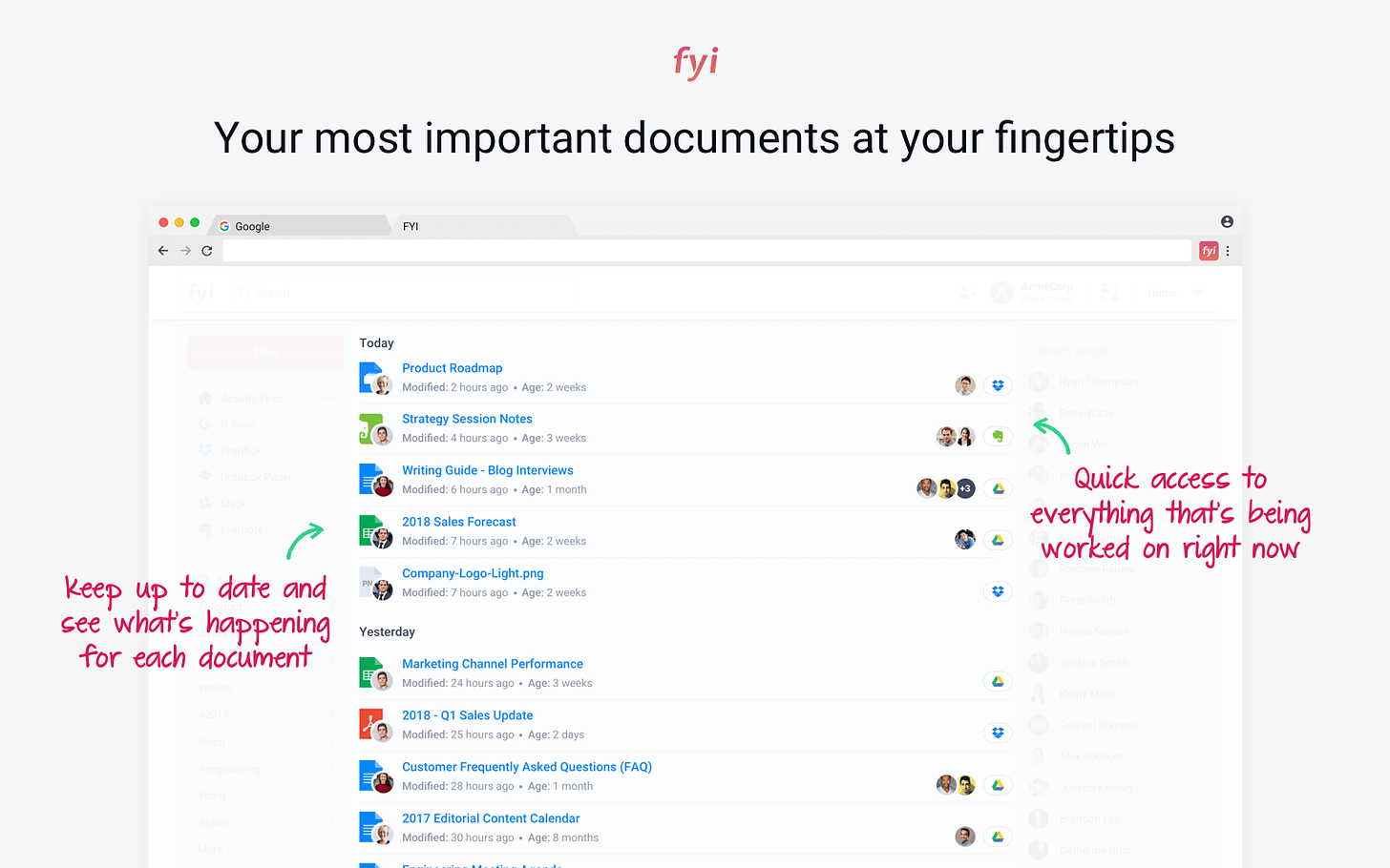 Find your documents in 3 clicks or less across all the tools you use