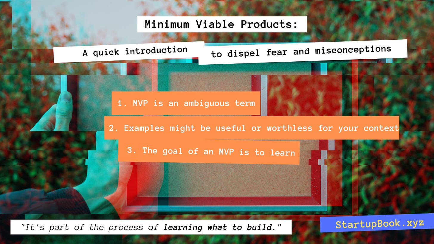 Title card: Minimum Viable Products: A quick introduction to dispel fear and misconceptions