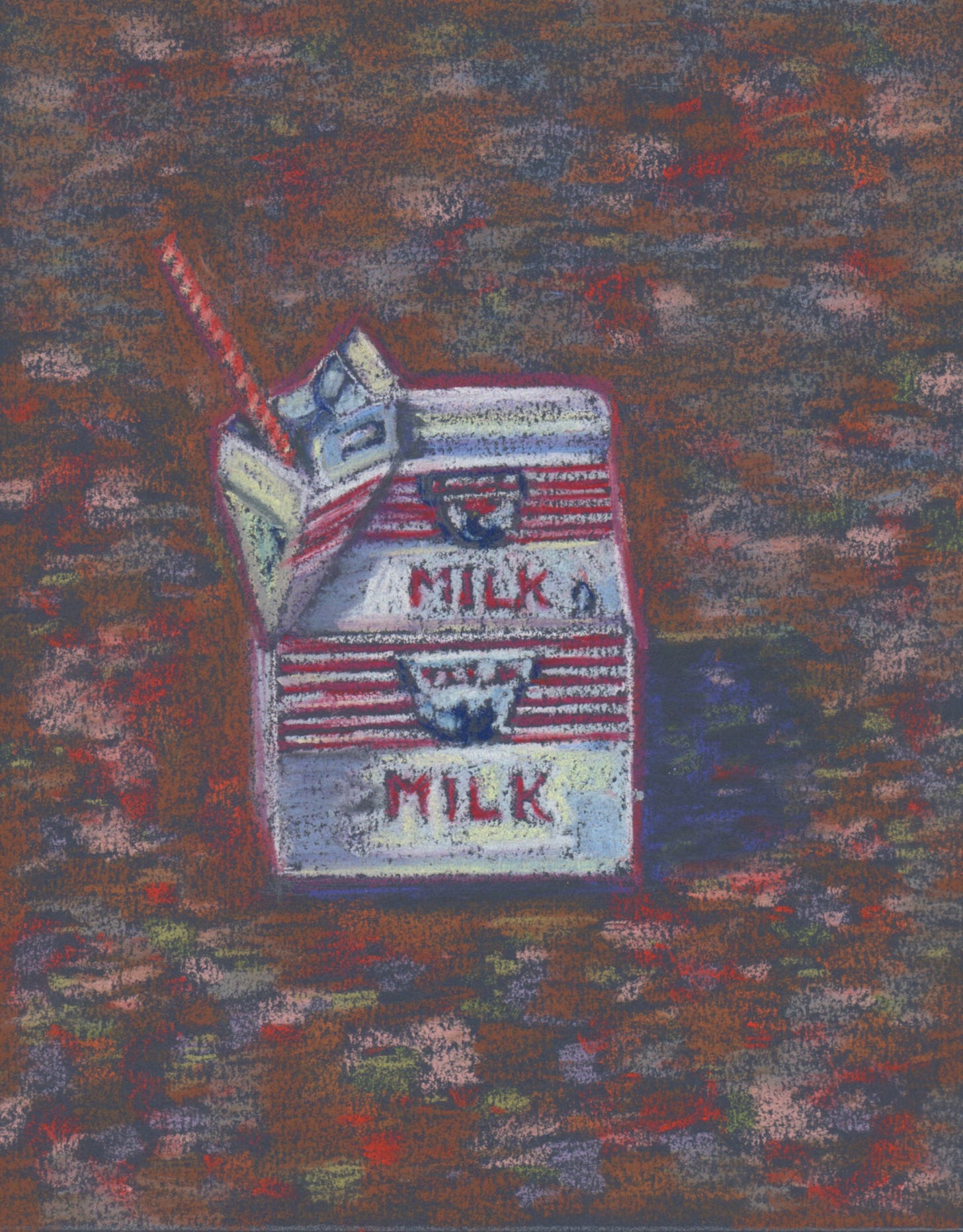 illustration of cafeteria size milk carton and straw