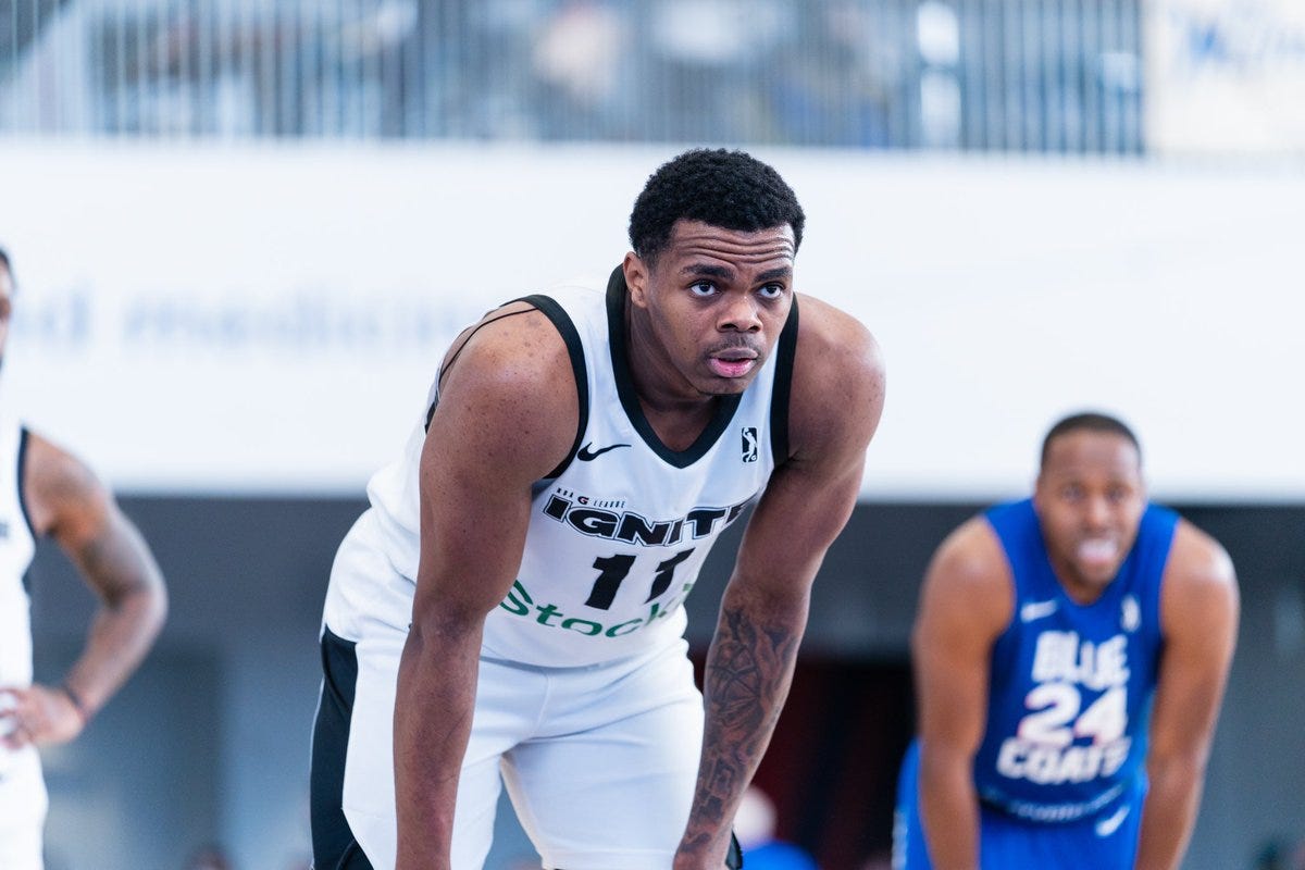 NBA G League's tweet - "He isn't a kid…19 year old Michael Foster Jr. is a  GROWN MAN out there! 💪 He had 20 points (8-15 FG) in 17 minutes during the