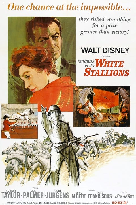 Original theatrical release poster for Walt Disney's Miracle Of The White Stallions