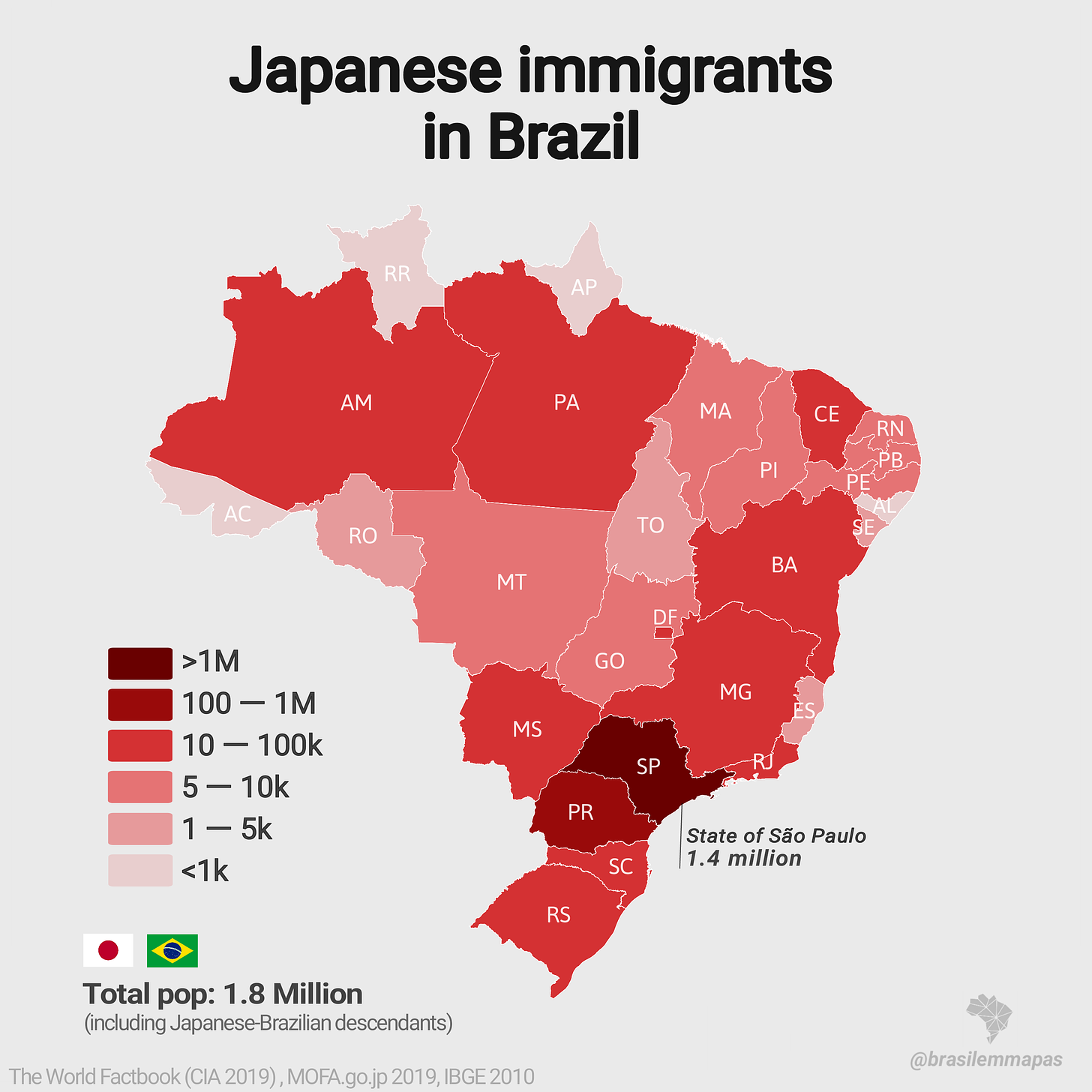 Japanese in Brazil : r/MapPorn