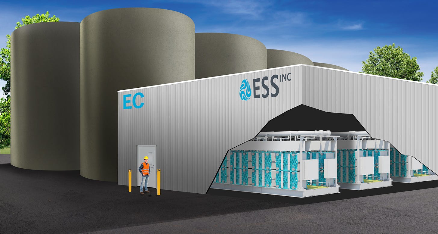 An ESS flow-battery “energy center,” with giant electrolyte tanks. (ESS)