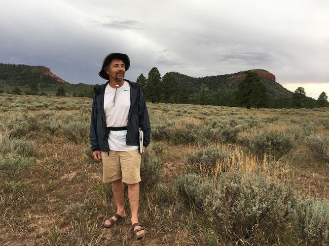 (Courtesy of David Gessner) Author David Gessner stands before the Bears Ears Buttes in 2019 while researching his book "Leave It As It Is: A Journey Through Theodore Roosevelt's American Wilderness," which was published by Simon & Schuster in August.