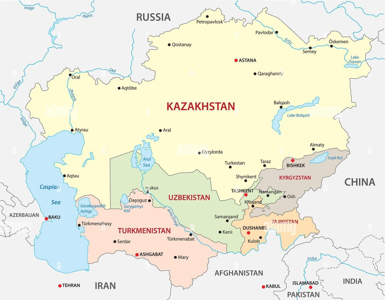 Asia Centrale - mappa