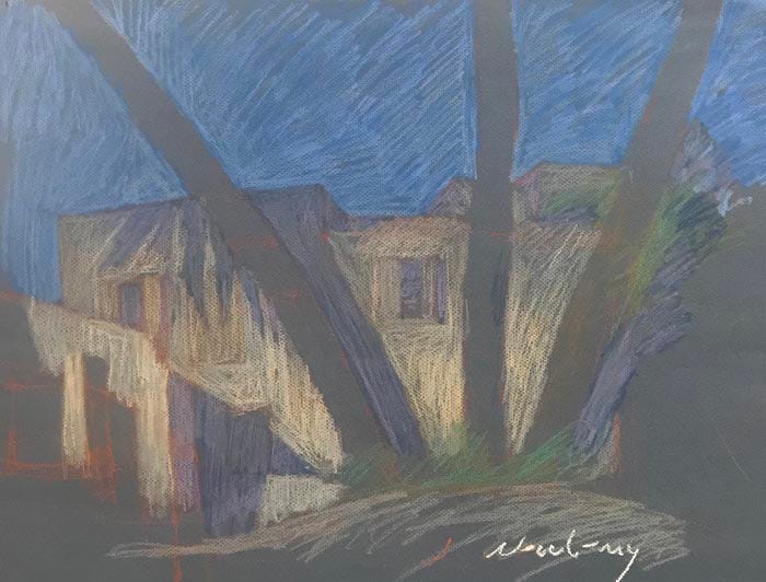 Newberry, Rhodes 3 Palms, 1988, pastel on paper,