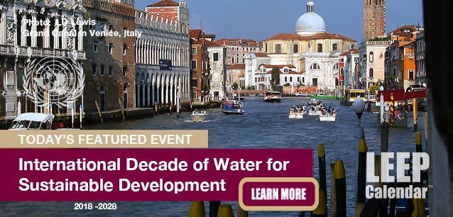 International Water Action Decade is illustrated by an image from the Grand Canal in Venice. Image LD Lewis