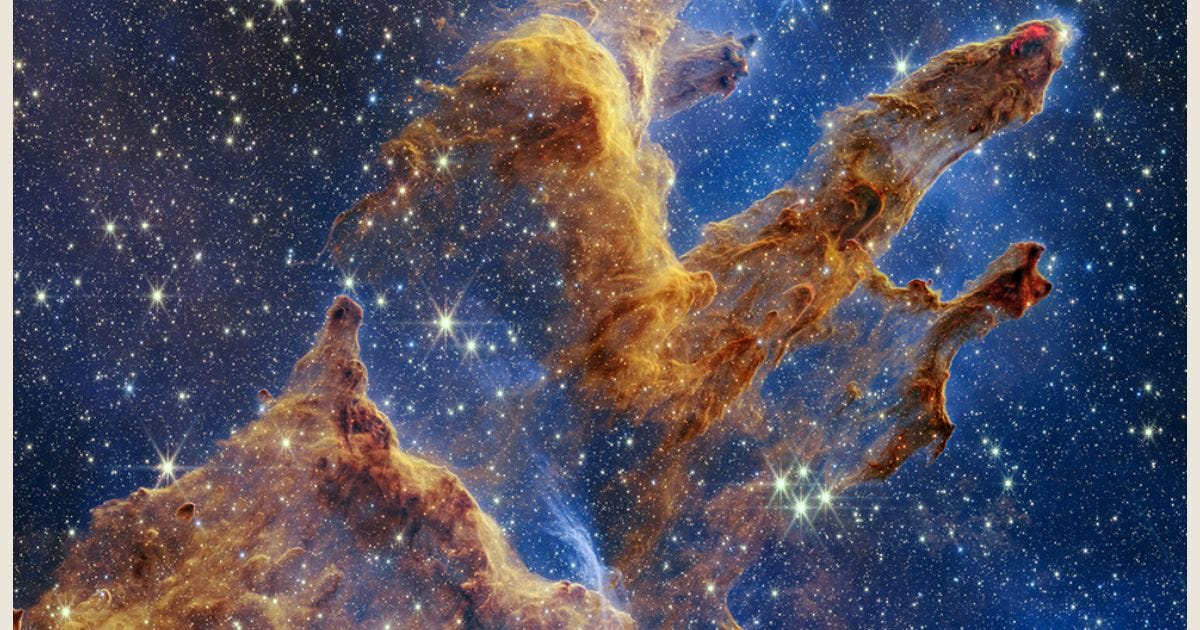Image of the Pillars of Creation taken by the James Webb telescope