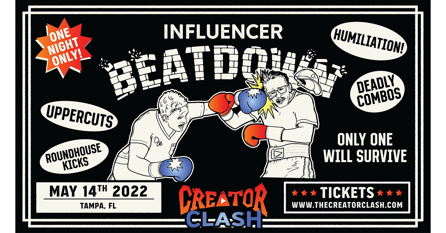 Creator Clash - a YouTube Creator Boxing Event - Coming to Tampa, Florida  and Streaming Service Moment House on May 14, 2022