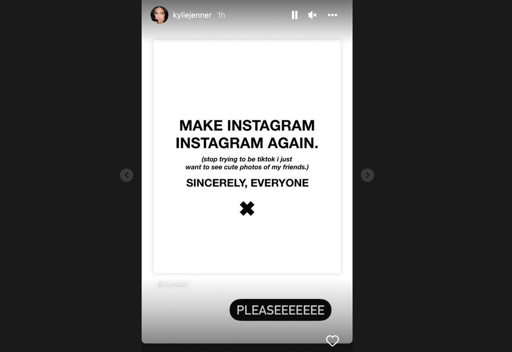 Kylie Jenner Tells Instagram to 'Stop Trying to Be TikTok'