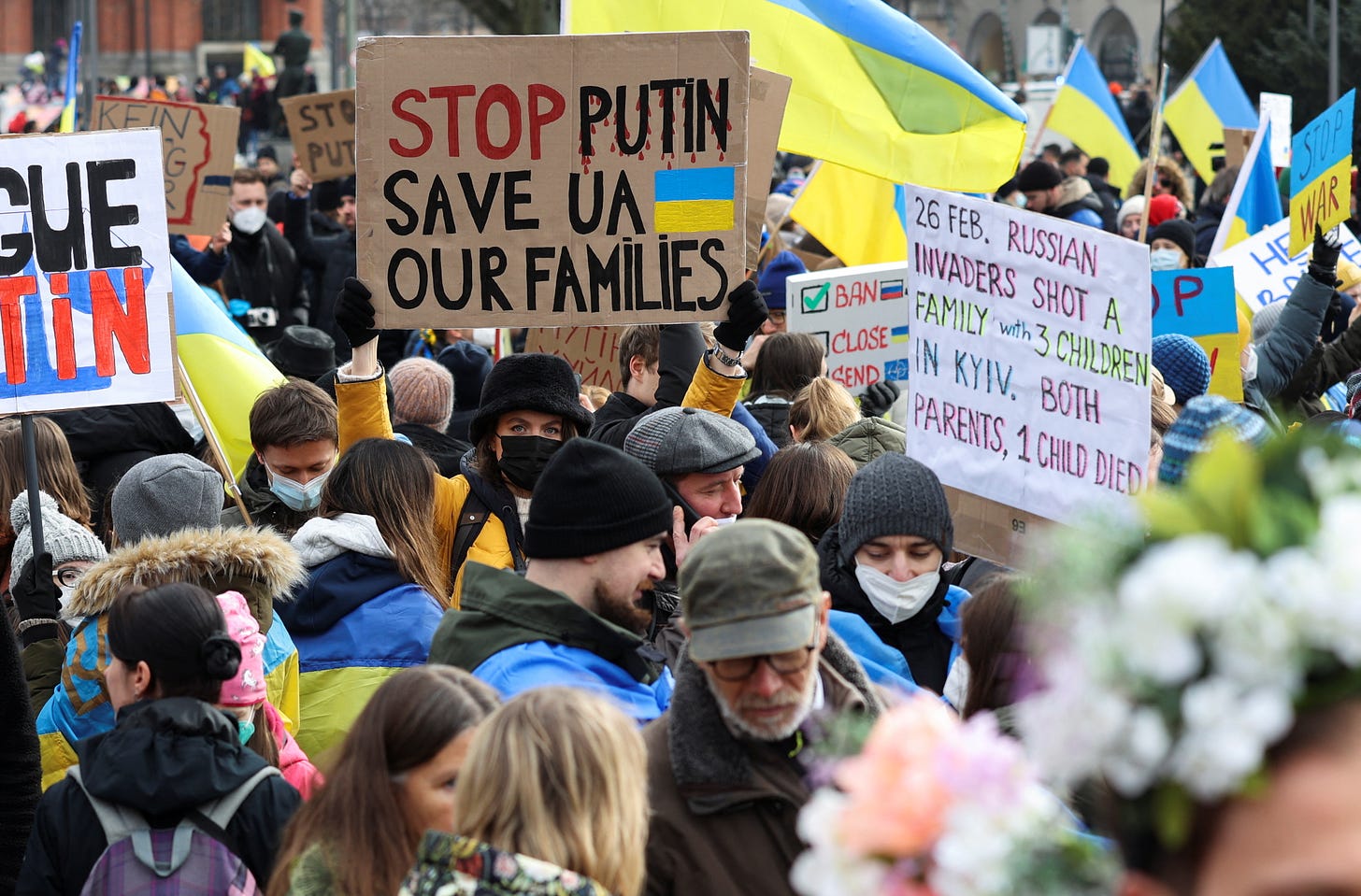 People demonstrate against Russian invasion of Ukraine, in Berlin