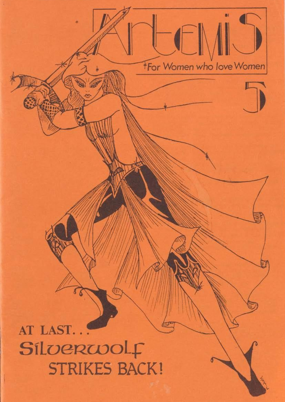 Cover of Issue #5 of Artemis magazine, with a line-drawing illustration of a female warrior wielding a sword.