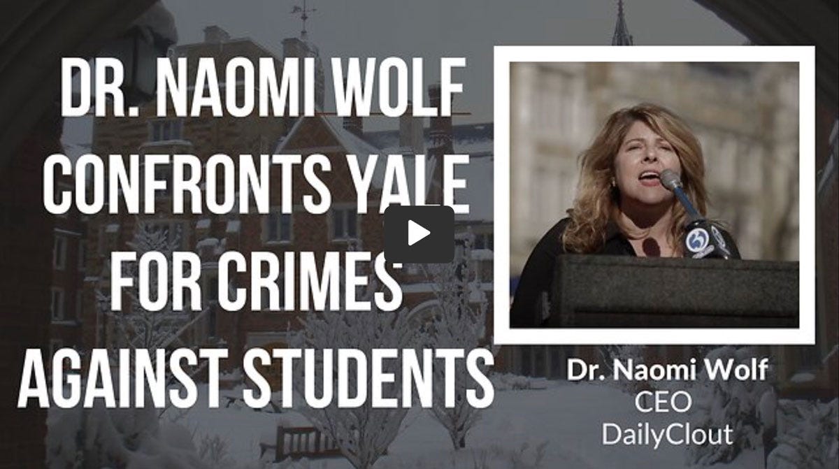Dr. Naomi Wolf Confronts Yale for Crimes Against Students in Fiery Speech