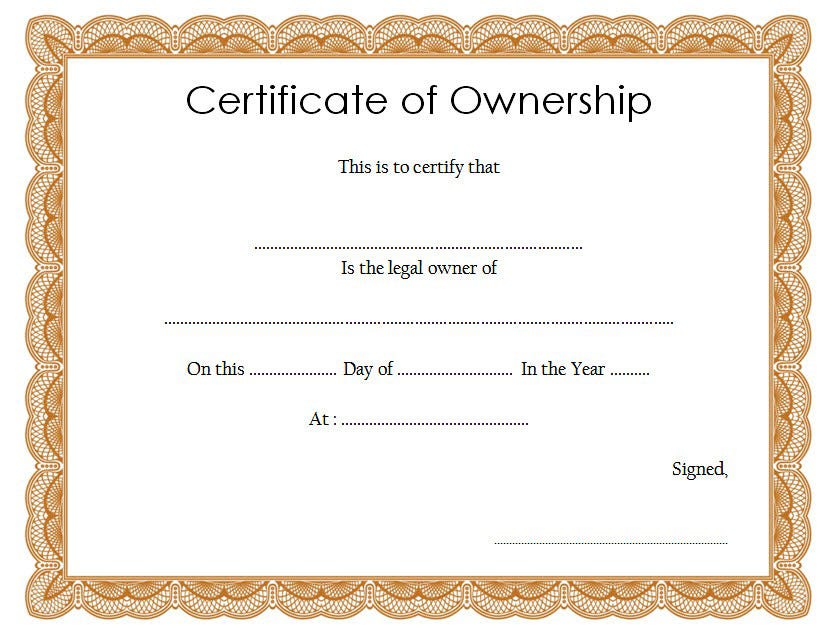 Certificate Of Ownership Template (2) - TEMPLATES EXAMPLE | TEMPLATES  EXAMPLE | Certificate templates, Graduation certificate template,  Certificate
