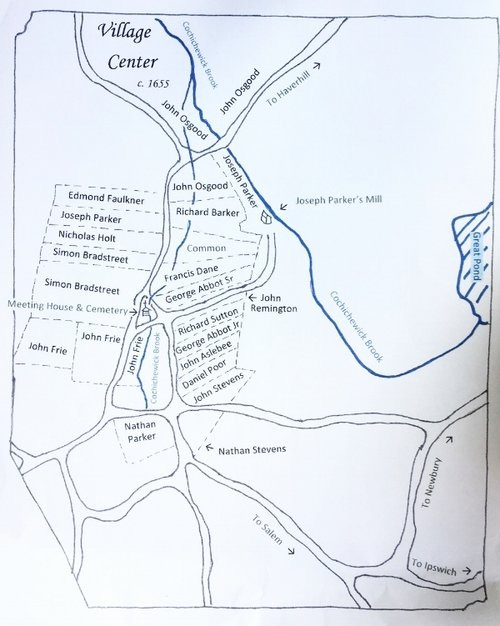 modern map of Andover village center 1655c