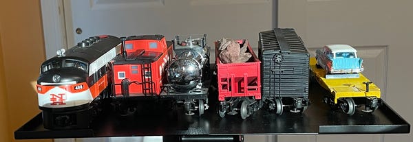 I bought some trains. Discuss among yourselves