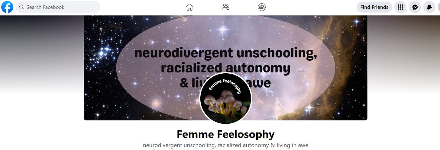 Screenshot of Femme Feelosophy Facebook page