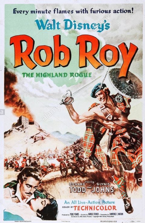 Original theatrical release poster for Walt Disney's Rob Roy