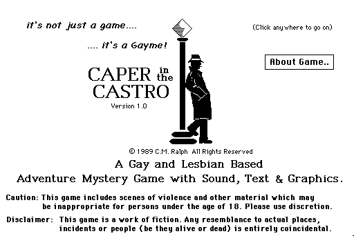 Caper in the Castro, the first known LGBTQ video game, available again  after 28 years | The Obscuritory