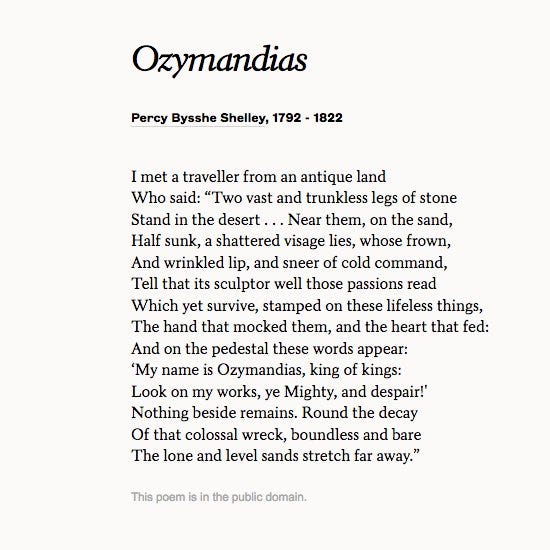 Poets.org on Twitter: "#OTD 200 yrs ago Percy Bysshe Shelley's "Ozymandias"  was 1st published in the 11 Jan 1818 edition of The Examiner. Shelley's  manuscript draft is kept in the @bodleianlibs collections