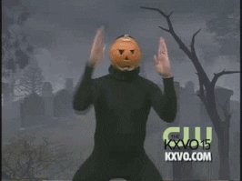 Pumpkin man with fun hand movements