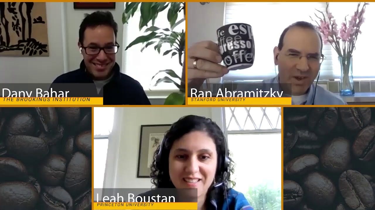 S1 Episode #2 - Ran Abramitzky and Leah Boustan - "Immigration" - Economists  on Zoom Getting Coffee - YouTube