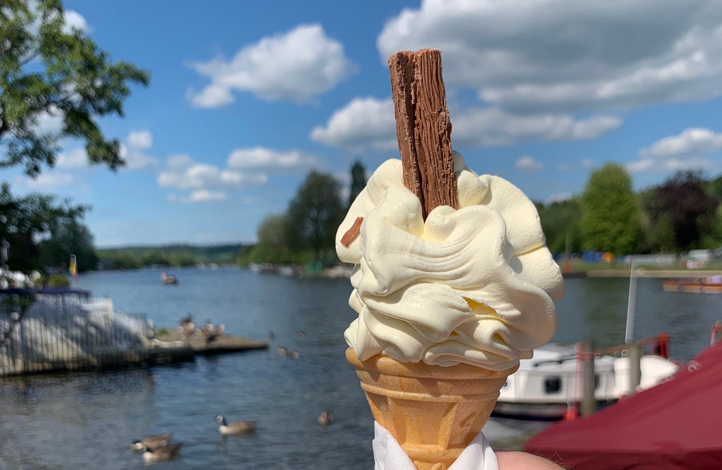A retirement ice cream by the river