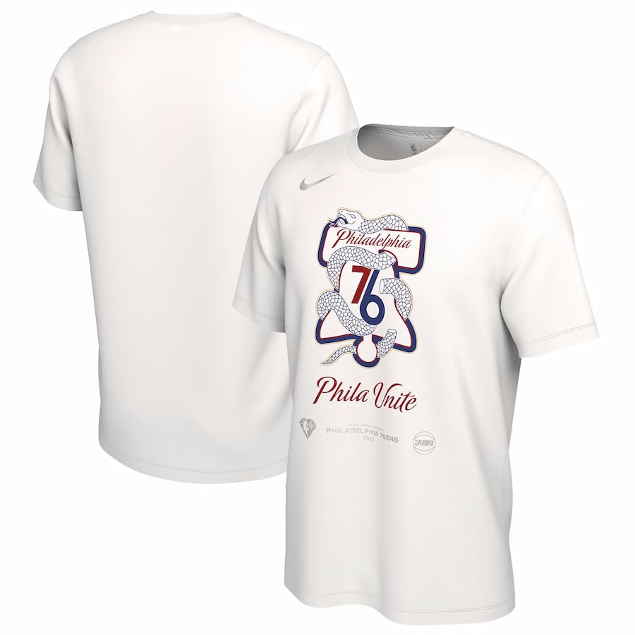 Men's Philadelphia 76ers Nike White 2022 NBA Playoffs Mantra T-Shirt