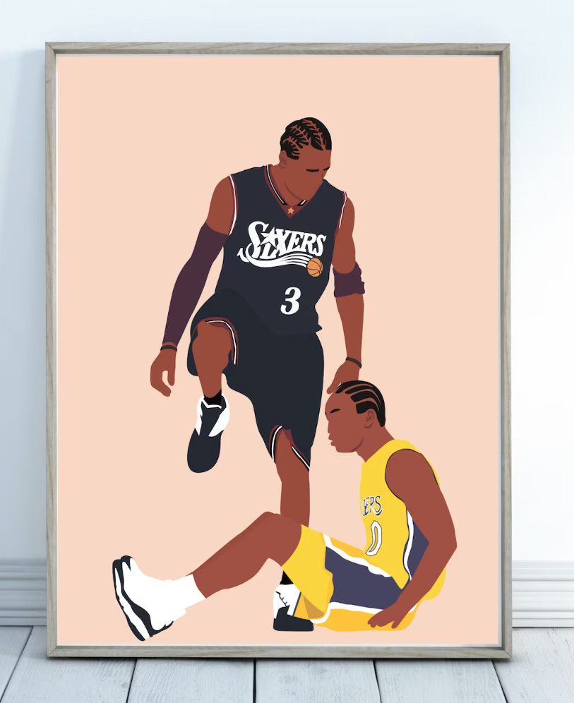A print of Allen Iverson stepping over Ty Lue, iconically.