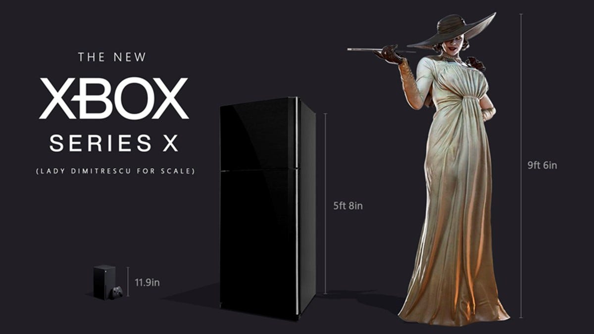 Xbox compara tamanho de Xbox Series X com geladeira e Lady Dimitrescu |  Voxel