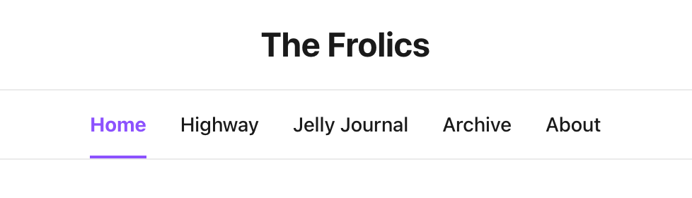 The Frolics menu