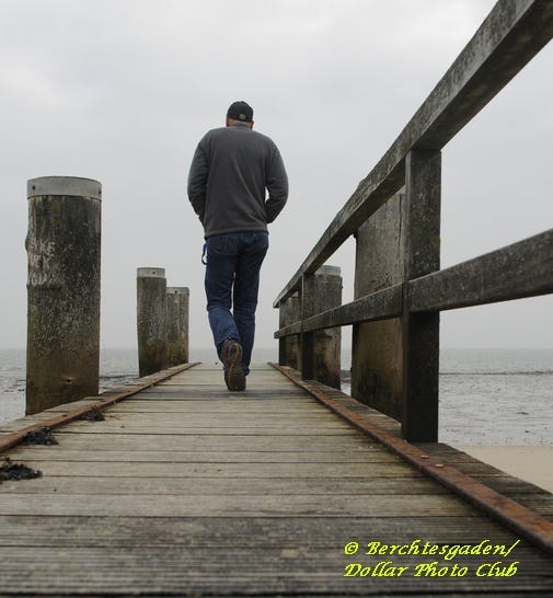 Man on Boardwalk, depression, PTSD,veteran