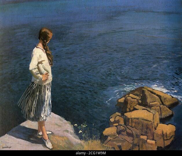 Knight Dame Laura - at the Edge of the Cliff - British School - 19th  Century Stock Photo - Alamy
