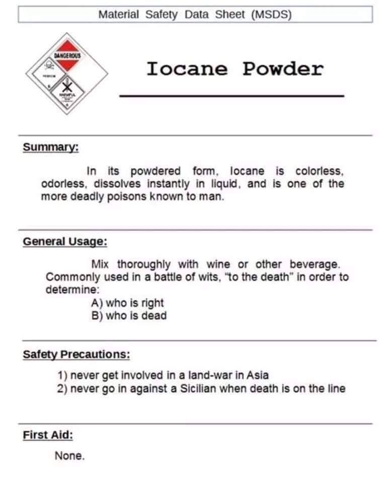 Iocane powder.... so versatile, who knew? : funny