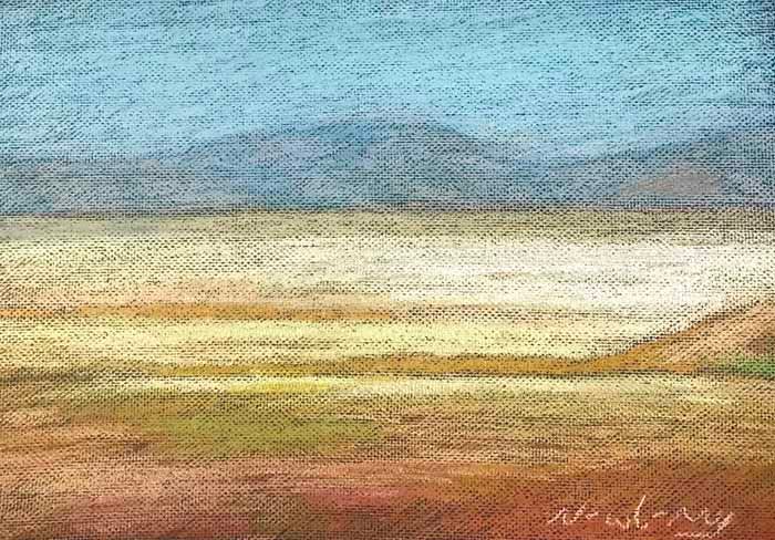Newberry, pastel on an american road trip, near the boarder of texas and NM