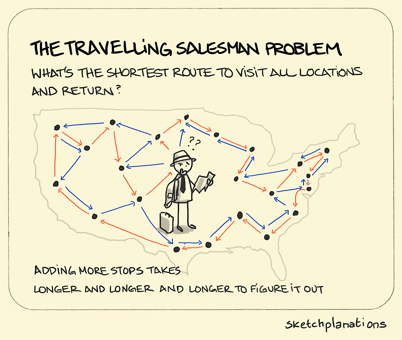 The travelling salesman problem - Sketchplanations