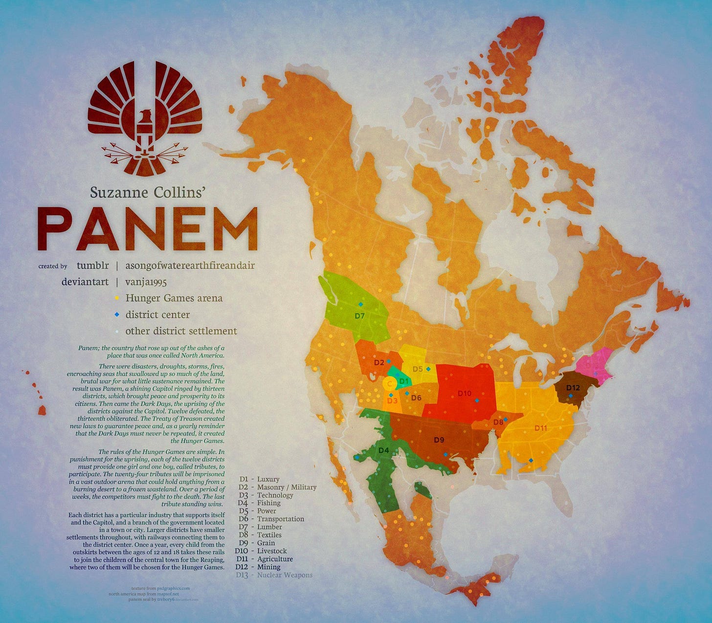 Map of Panem Hunger Games Suzanne Collins District Map