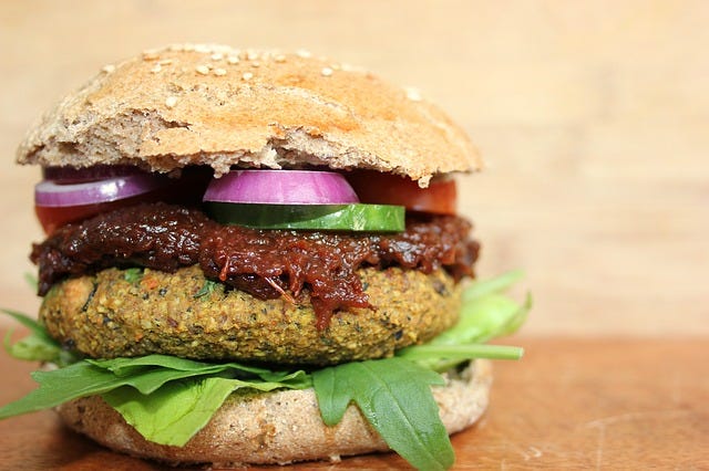 Vegetarian burger with lentil cutlet