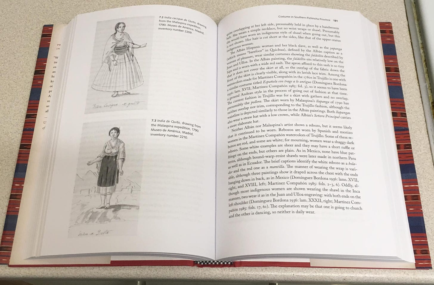 Page spread from Costume and History in Highland Ecuador, edited by Ann Pollard Rowe (2011).