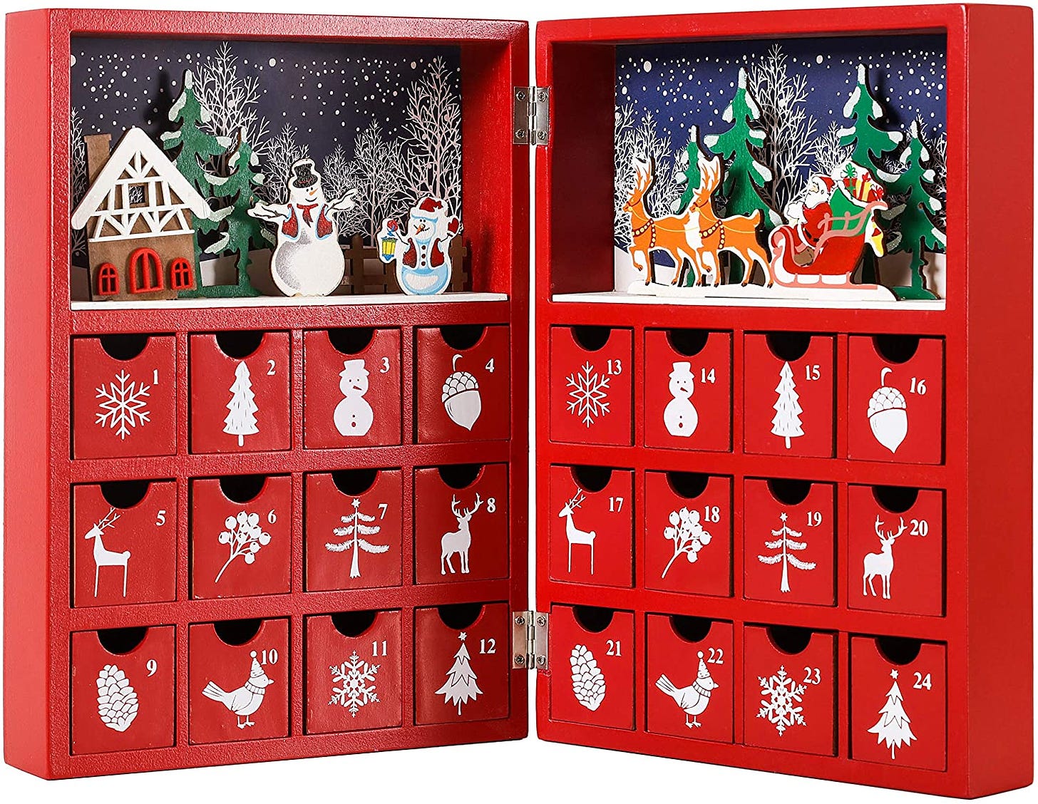 Buy BRUBAKER Reusable Wooden Advent Calendar to Fill - Red Christmas Book  with 24 Doors - DIY Christmas Calendar 8.27 x 3.54 x 11.81 inches Online in  Turkey. B07K7YDY46