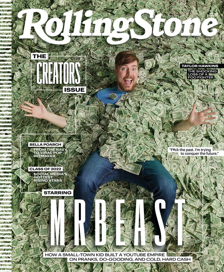 MrBeast on the cover of Rolling Stone's first Creator Issue
